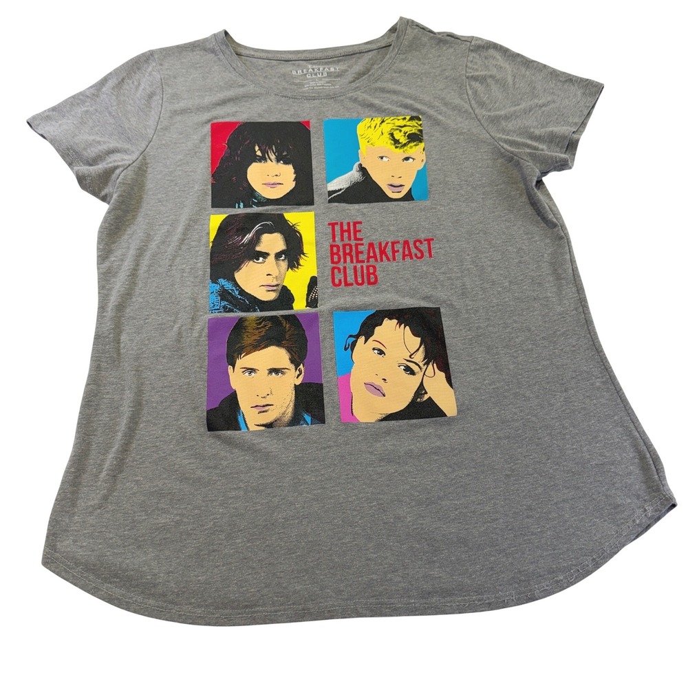 The Breakfast Club Graphic T-Shirt Gray Pop Art Cast Movie Tee Large L 385A2